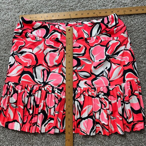 Tail Floral  Women's Sz Large Print Pleated Mini Skirt With Pockets Red/White - Picture 8 of 8